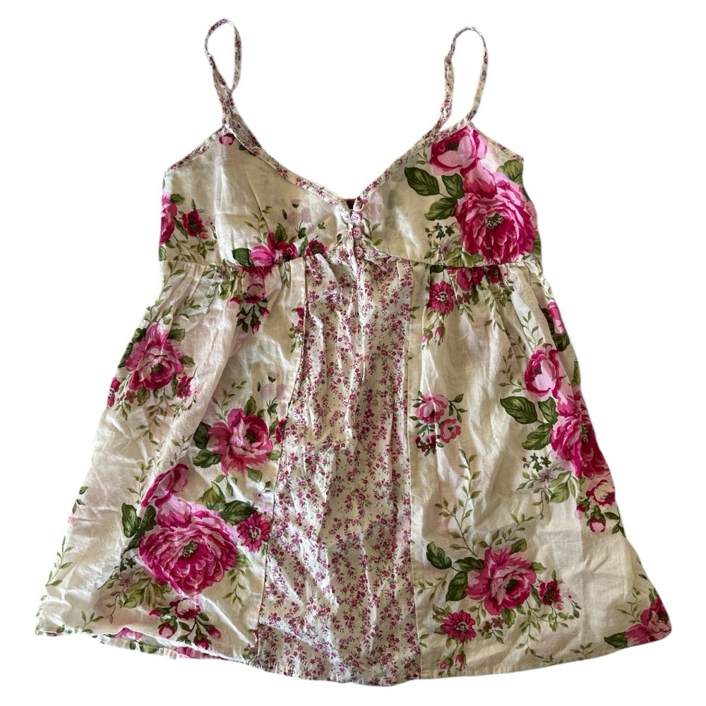 Floral Pink spaghetti strap tank top| Size M